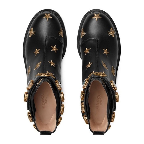 Gucci embroidered leather ankle boot with belt - Picture 6 of 8